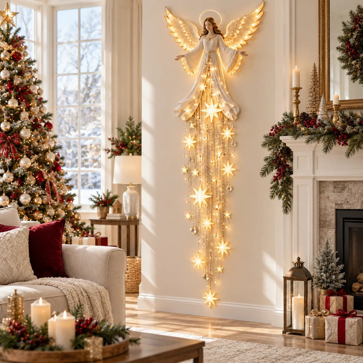 🔥Christmas Early Bird Special 69% OFF✨ Angel Blessing Starfall Wall Light – Heavenly Christmas Wall Decor!