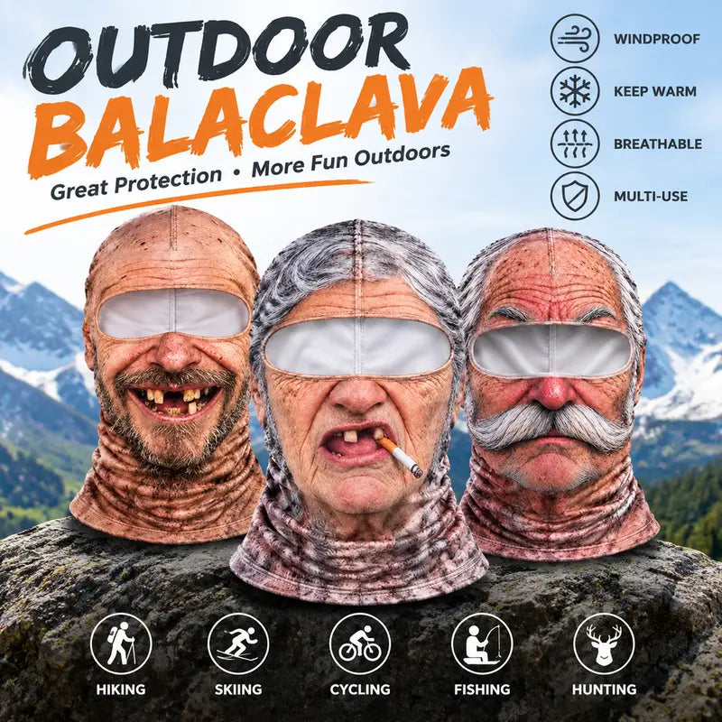 😂【Buy one, get one free】3D Realistic Old Man Face Balaclava | Funny Winter Ski Mask, Hit All Parties