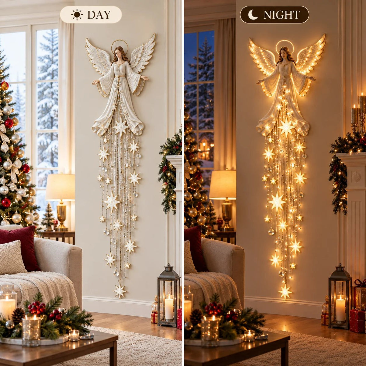 🔥Christmas Early Bird Special 69% OFF✨ Angel Blessing Starfall Wall Light – Heavenly Christmas Wall Decor!